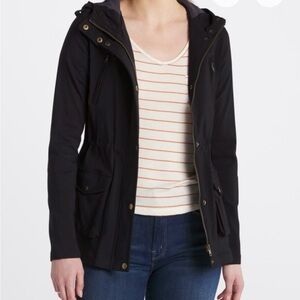 Eden Society Black Hooded Cargo Military Stretch Zip Jacket